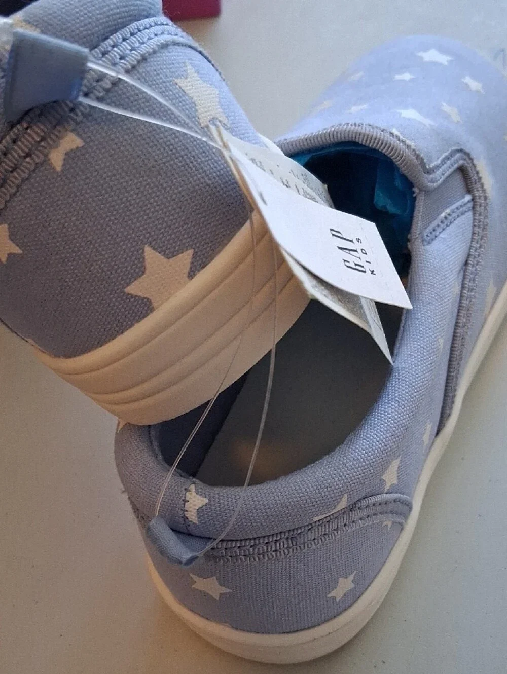 GAP Kids Slip-On Star Sneakers in Light Blue and White
